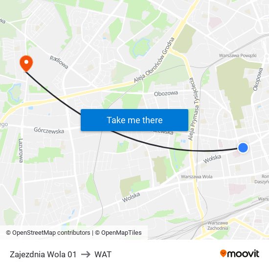 Zajezdnia Wola to WAT map