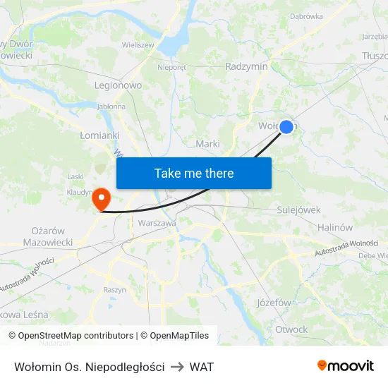 Wołomin Os. Niepodległości to WAT map