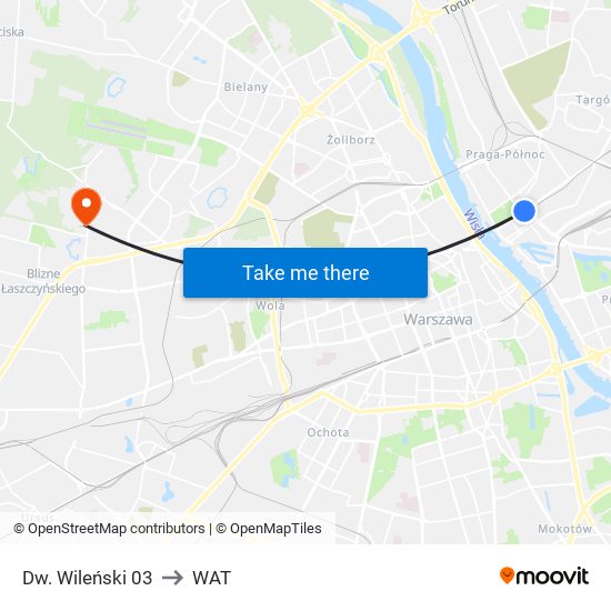 Dw. Wileński to WAT map