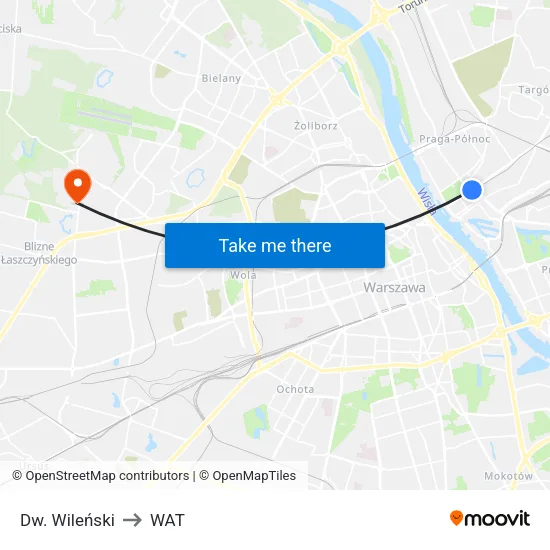 Dw. Wileński to WAT map