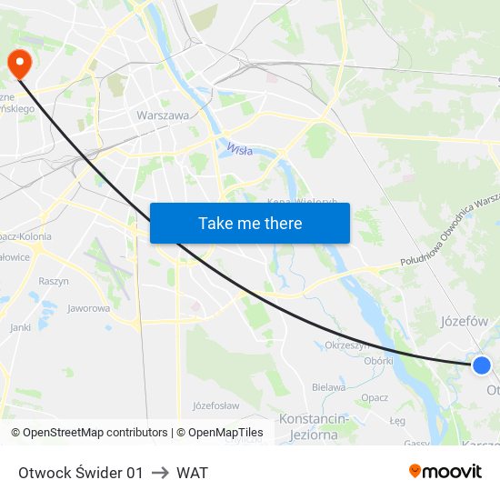Otwock Świder 01 to WAT map