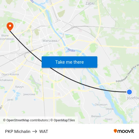 PKP Michalin to WAT map