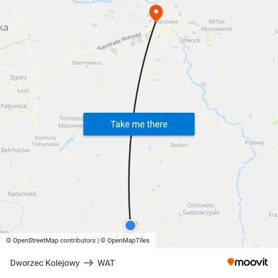 Dworzec Kolejowy to WAT map