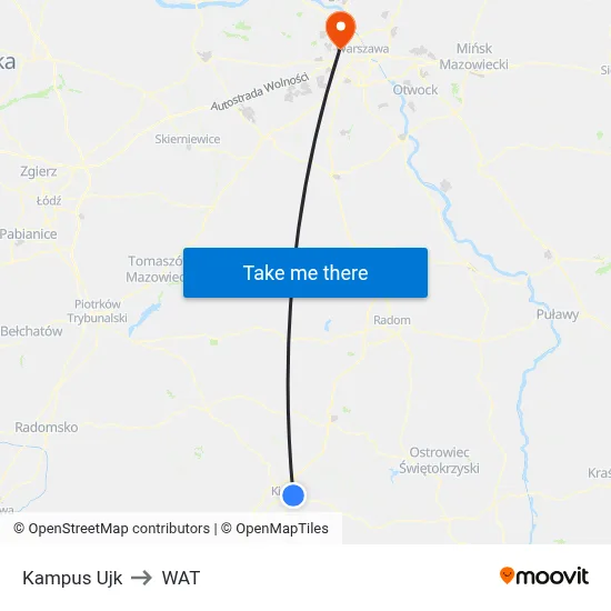 Kampus Ujk to WAT map