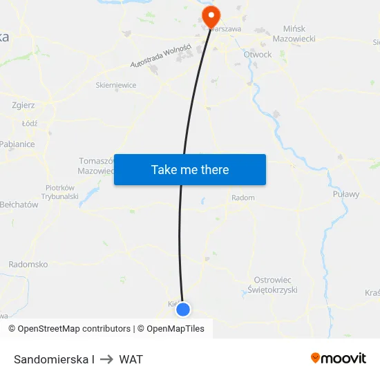 Sandomierska I to WAT map