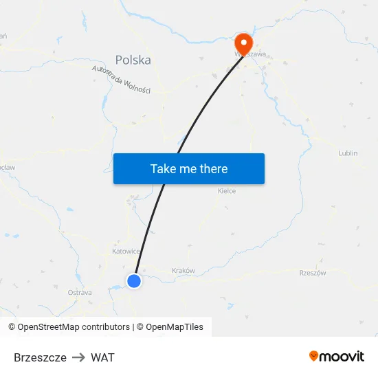 Brzeszcze to WAT map