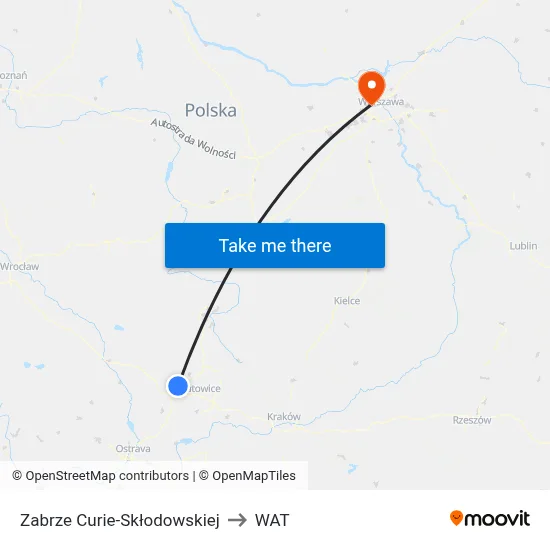 Zabrze Curie-Skłodowskiej to WAT map