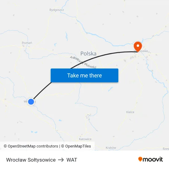 Wrocław Sołtysowice to WAT map