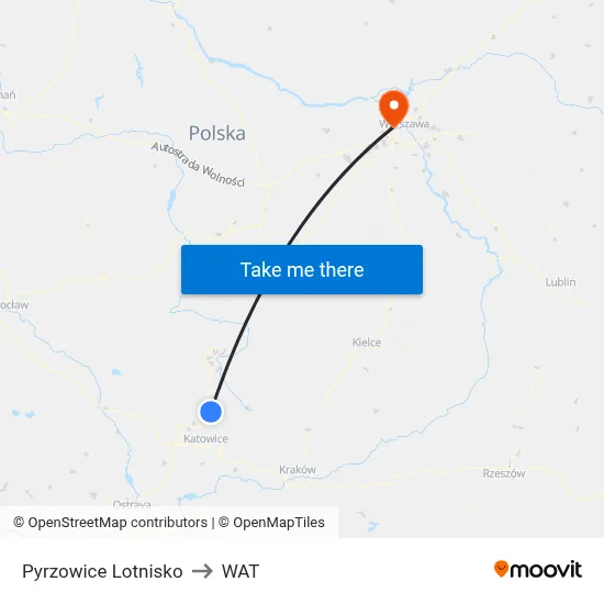 Pyrzowice Lotnisko to WAT map