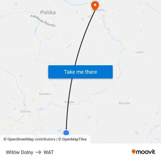 Witów Dolny to WAT map