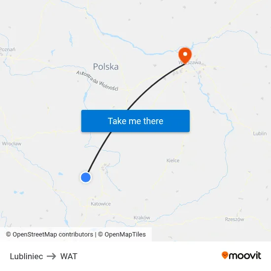 Lubliniec to WAT map