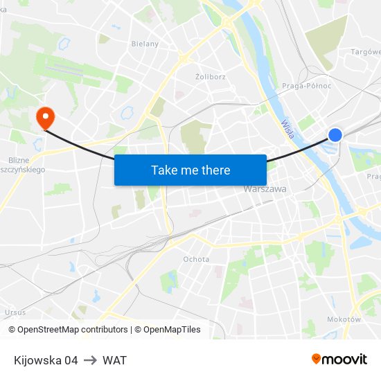 Kijowska to WAT map