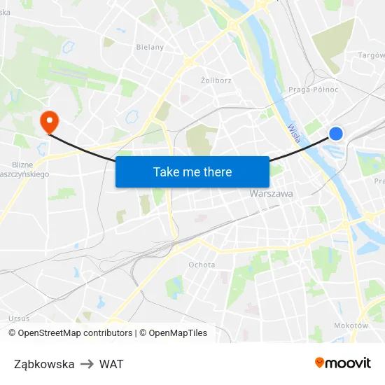 Ząbkowska to WAT map