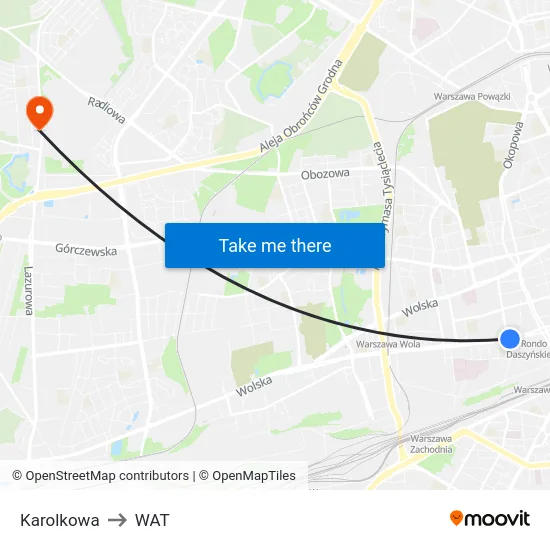 Karolkowa to WAT map