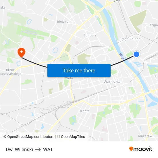Dw. Wileński to WAT map