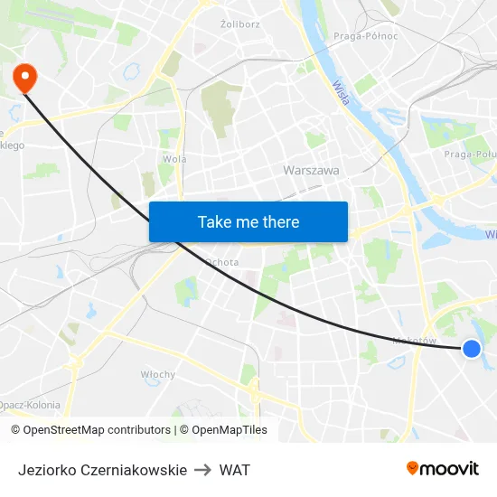 Jeziorko Czerniakowskie to WAT map