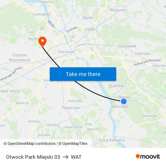 Otwock Park Miejski 03 to WAT map