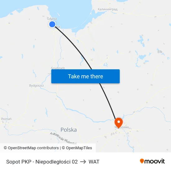 Sopot PKP - Niepodległości 02 to WAT map