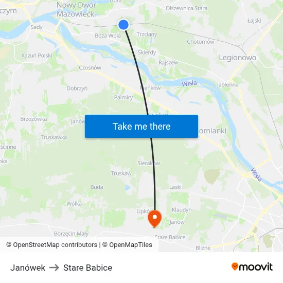 Janówek to Stare Babice map