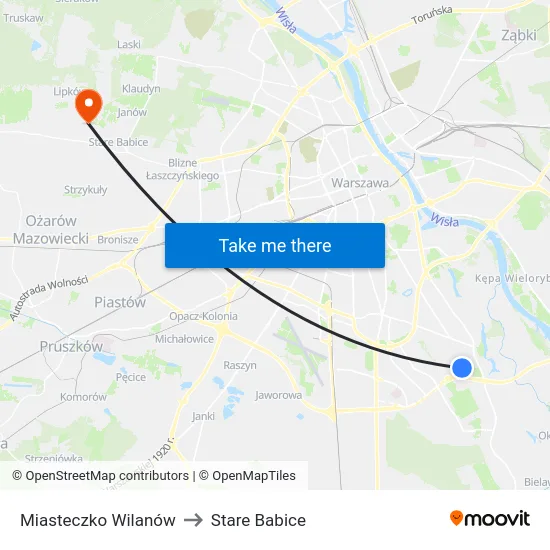 Miasteczko Wilanów to Stare Babice map