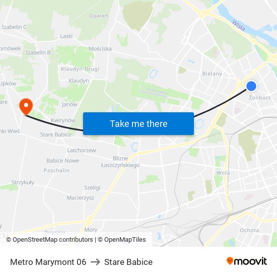 Metro Marymont 06 to Stare Babice map