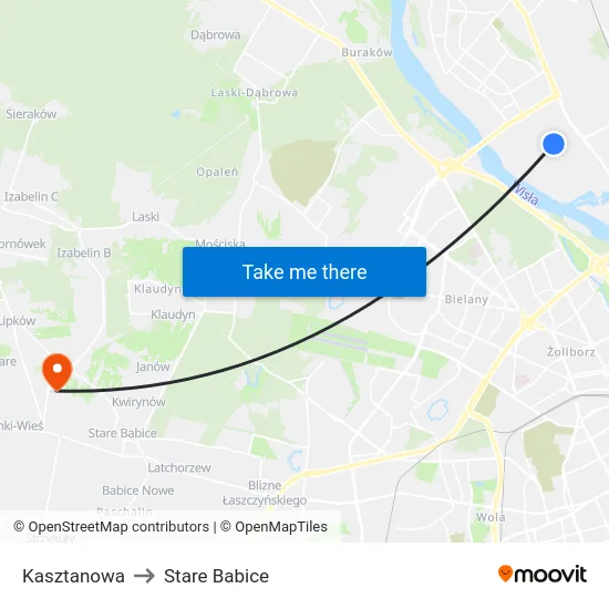 Kasztanowa to Stare Babice map