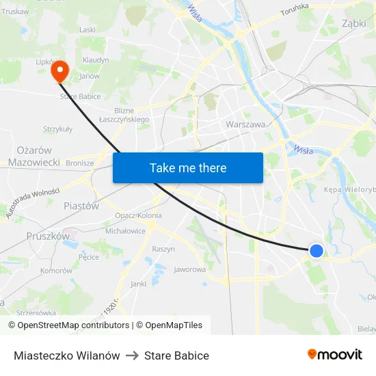 Miasteczko Wilanów to Stare Babice map