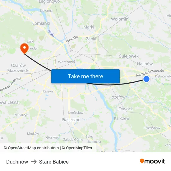 Duchnów to Stare Babice map