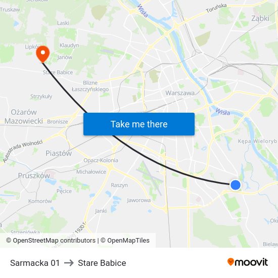 Sarmacka 01 to Stare Babice map