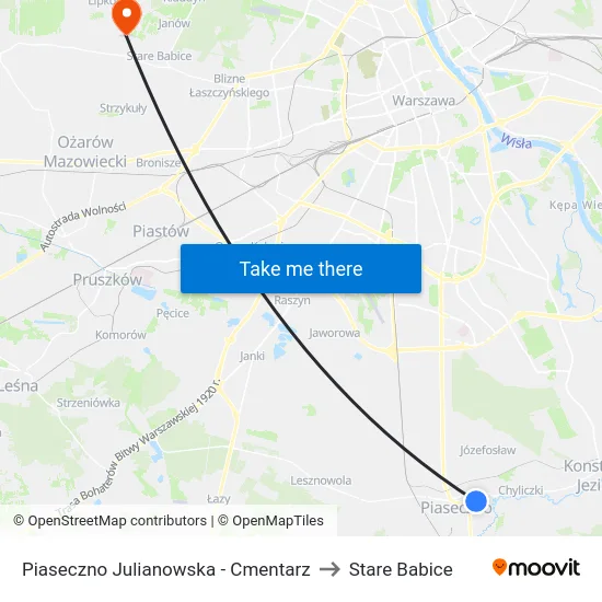 Piaseczno Julianowska - Cmentarz to Stare Babice map