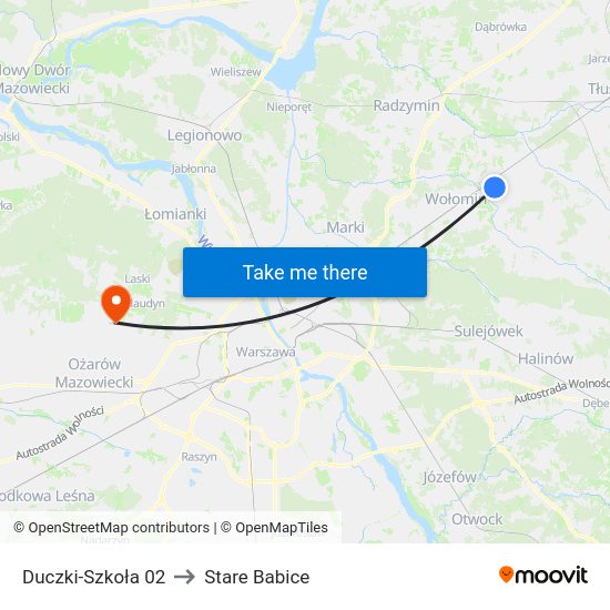 Duczki-Szkoła to Stare Babice map