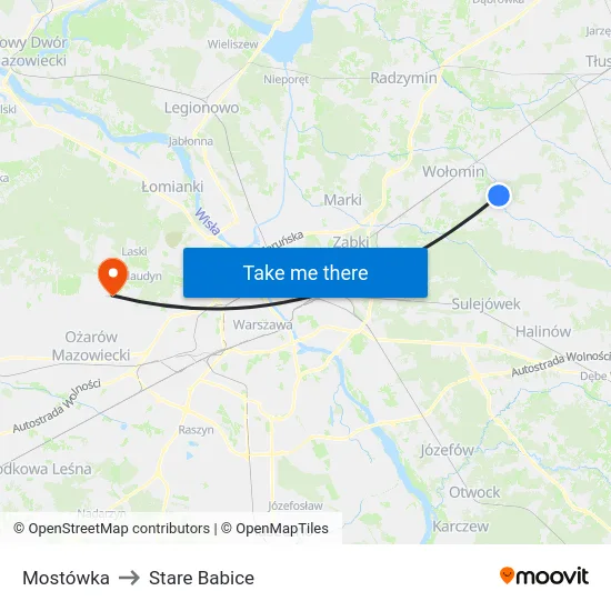 Mostówka to Stare Babice map