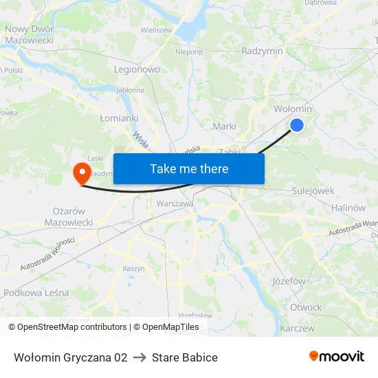 Wołomin Gryczana 02 to Stare Babice map