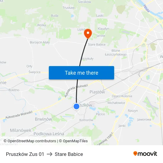 Pruszków Zus 01 to Stare Babice map