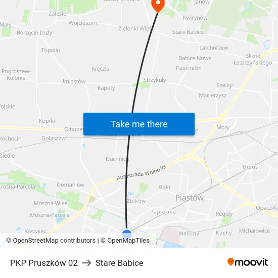 PKP Pruszków 02 to Stare Babice map