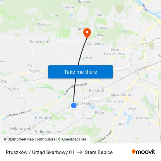 Pruszków / Urząd Skarbowy 01 to Stare Babice map