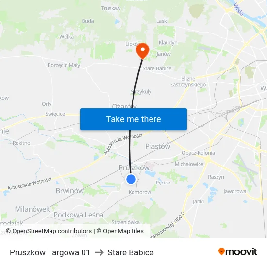 Pruszków Targowa 01 to Stare Babice map