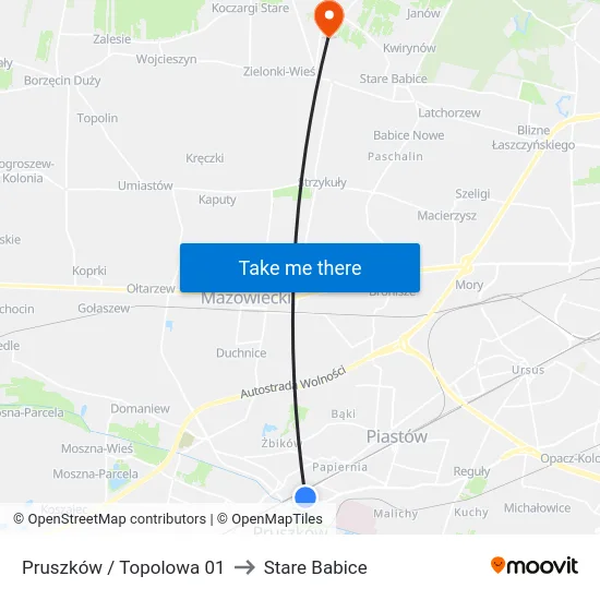 Pruszków / Topolowa 01 to Stare Babice map