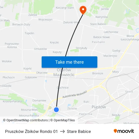 Pruszków Żbików Rondo 01 to Stare Babice map