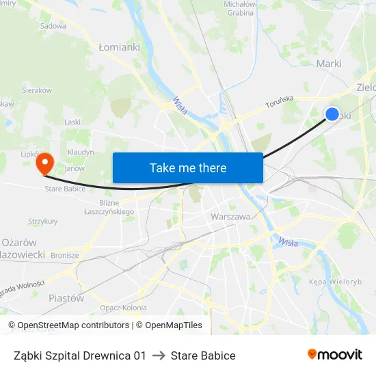 Ząbki Szpital Drewnica 01 to Stare Babice map