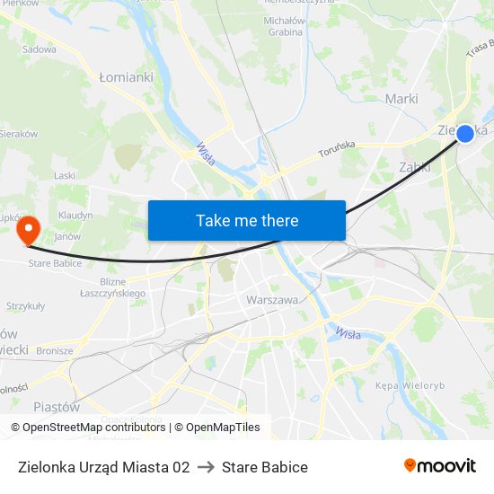 Zielonka Urząd Miasta to Stare Babice map