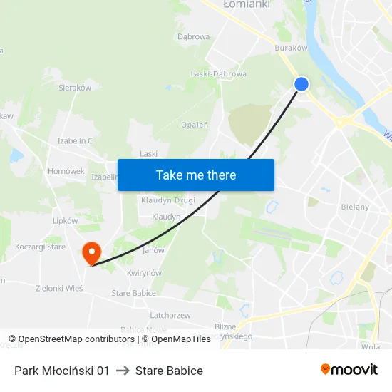 Park Młociński 01 to Stare Babice map