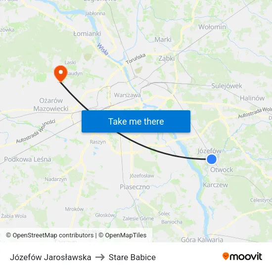 Józefów Jarosławska to Stare Babice map
