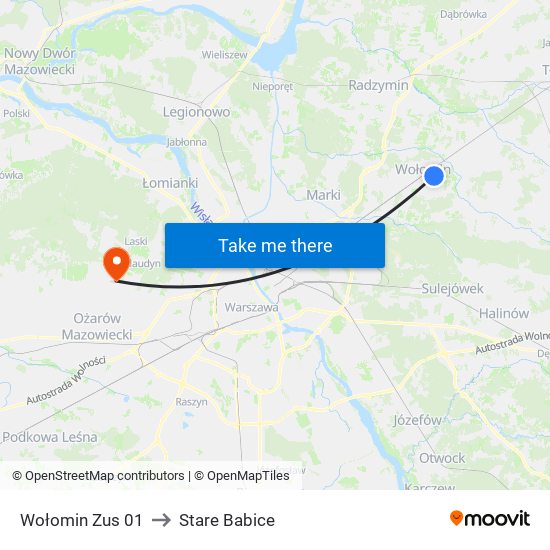 Wołomin Zus 01 to Stare Babice map