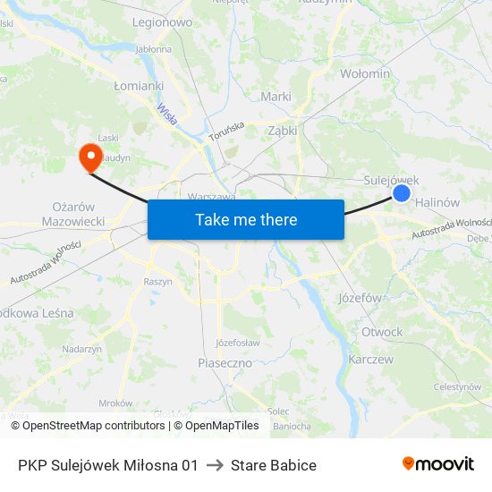 PKP Sulejówek Miłosna 01 to Stare Babice map