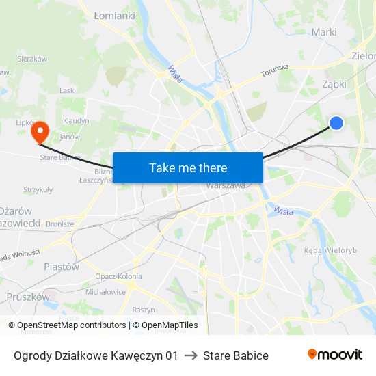 Ogrody Działkowe Kawęczyn 01 to Stare Babice map