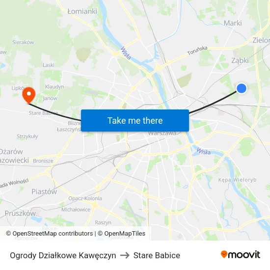 Ogrody Działkowe Kawęczyn to Stare Babice map