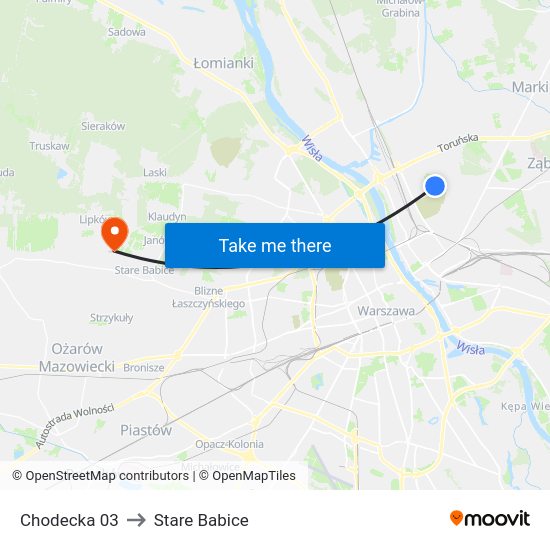 Chodecka to Stare Babice map