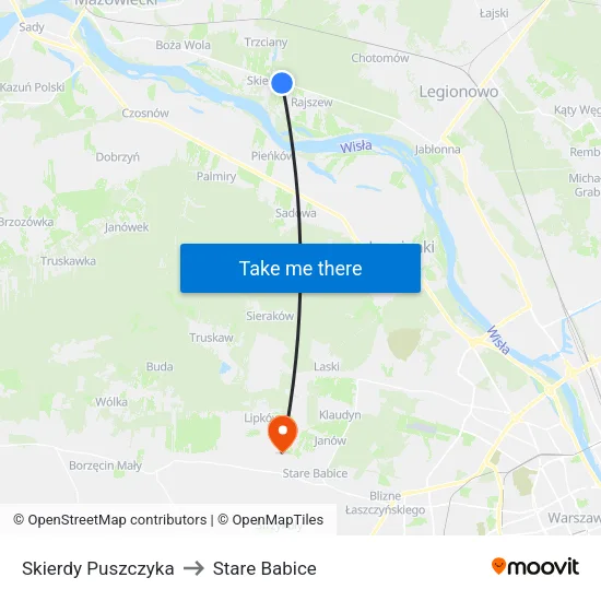 Skierdy Puszczyka to Stare Babice map