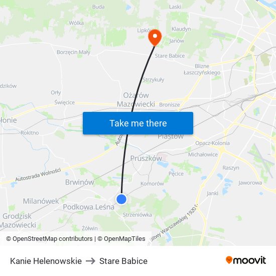 Kanie Helenowskie to Stare Babice map